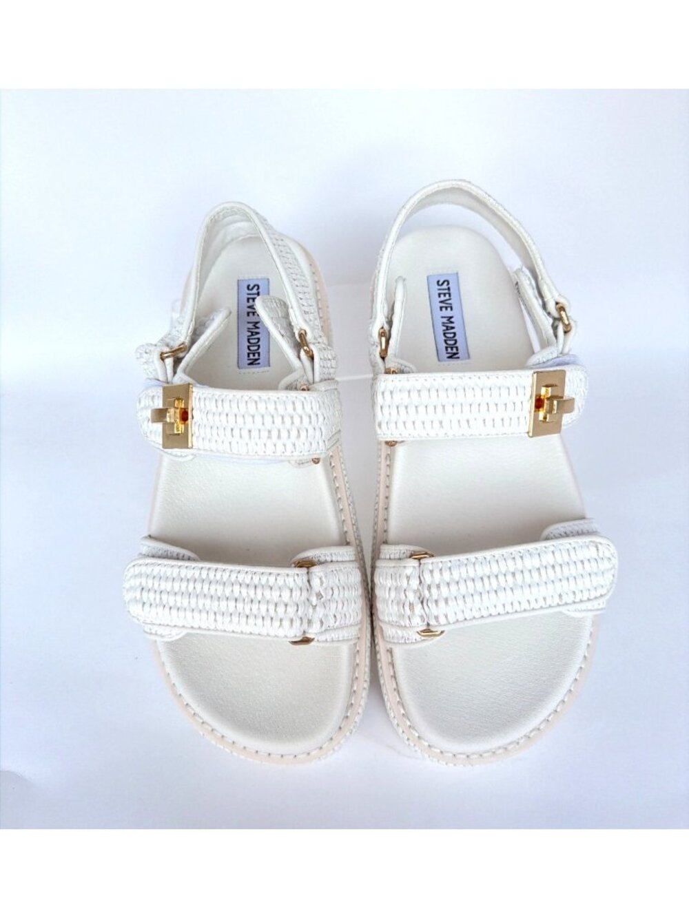 Steve Madden Bigmona Platform Sandals White Raffia Women Size 8.5 - Picture 4 of 15